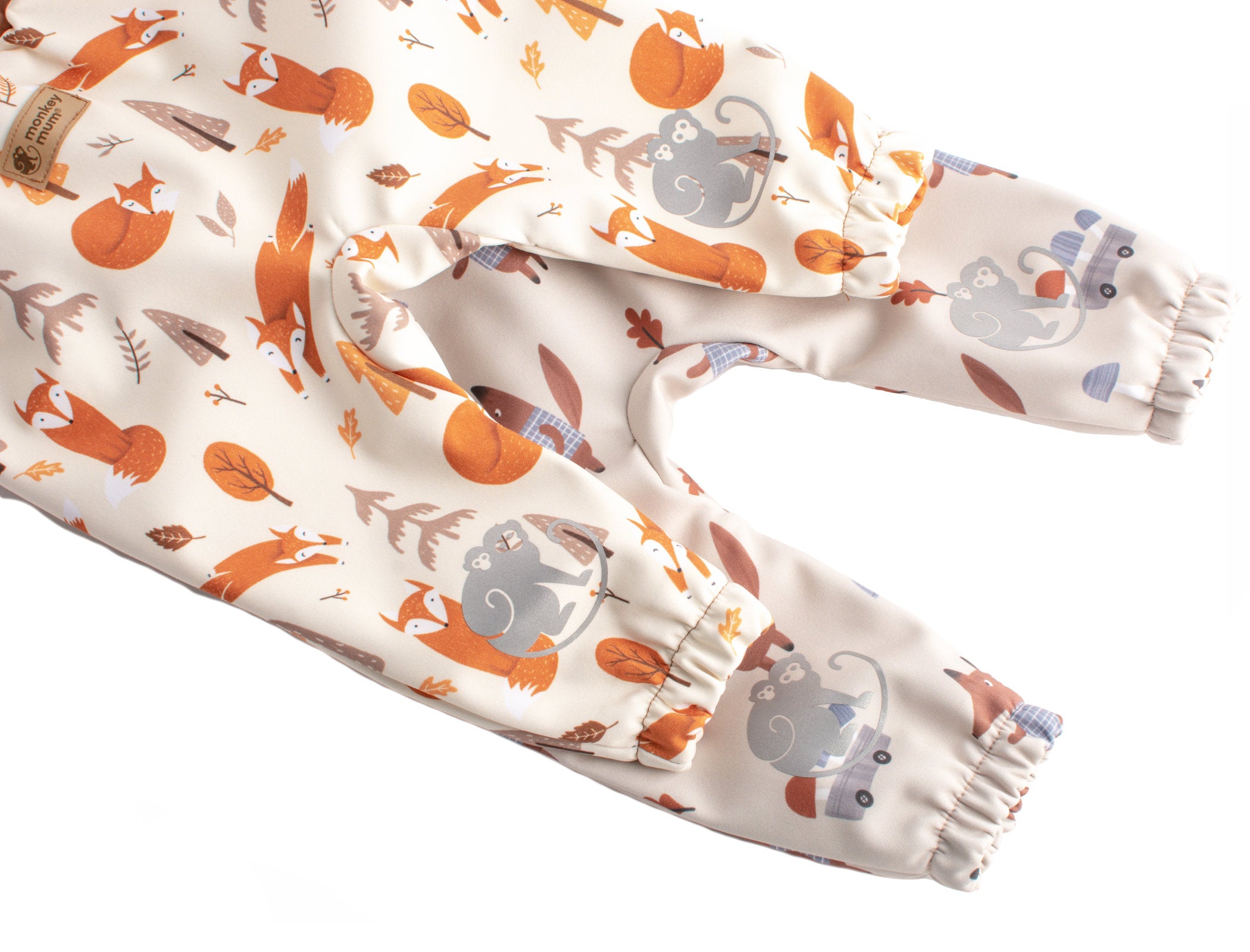 Pantaloni pentru copii din softshell cu membrană Monkey Mum® - Joacă de vulpi