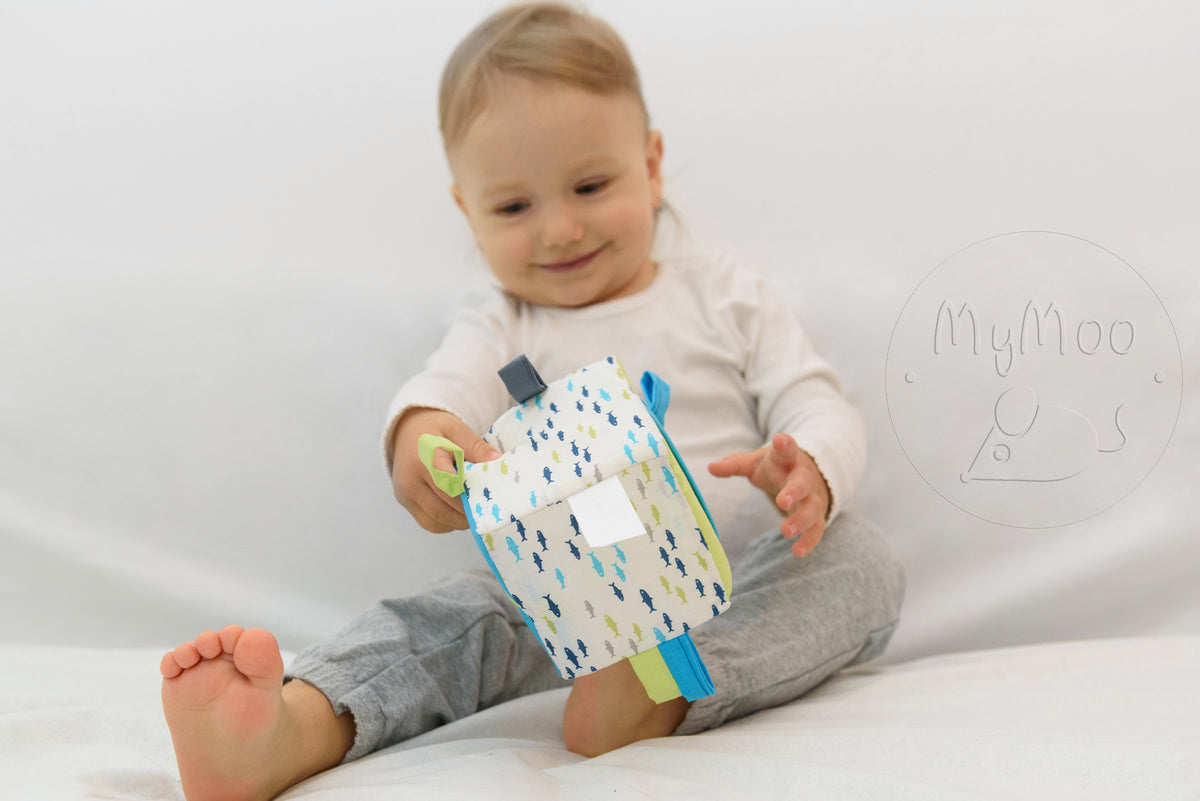 MyMoo Cub textil Busy cube - Peștișori