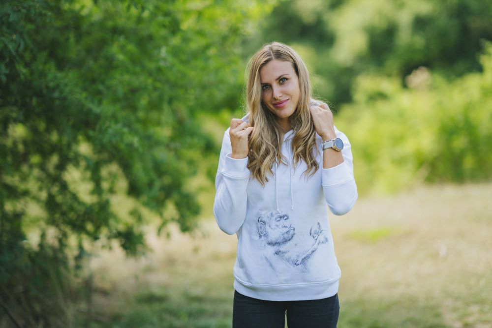 Hanorac de alăptare Monkey Mum® alb - maimuțică, calitatea a 2-a - măr. XL