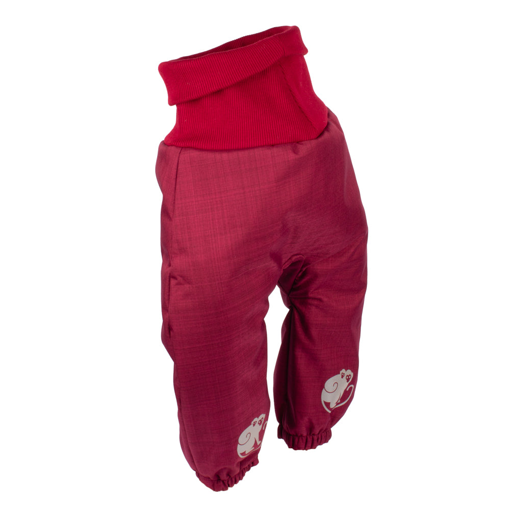 Pantaloni de iarnă extensibili din softshell pentru copii cu blăniță Monkey Mum® - Scufița Roșie bordo