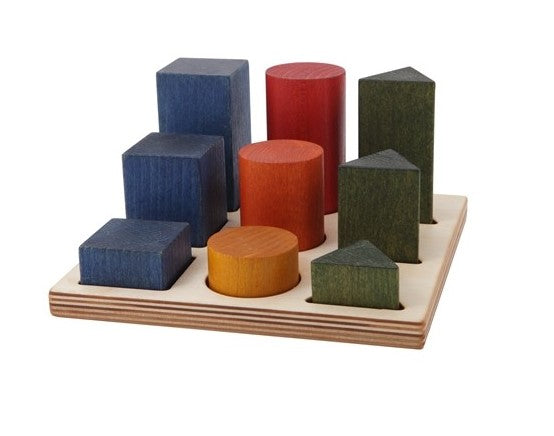 Wooden Story placă de sortare cu forme geometrice XL - Curcubeu