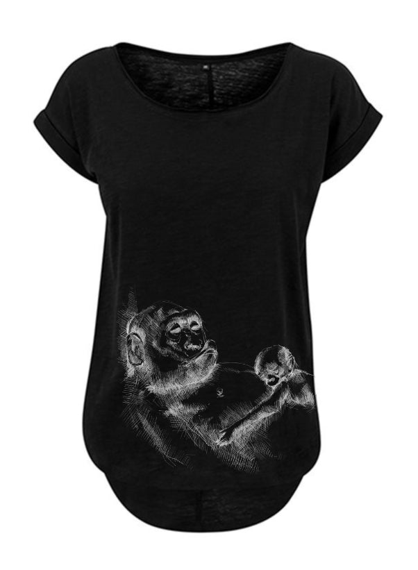 Tricou pentru alăptare Monkey Mum® negru - maimuțică