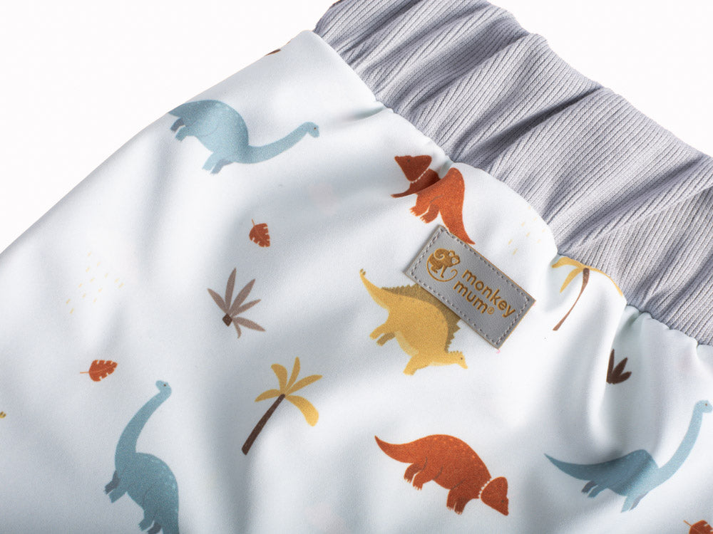 Pantaloni pentru copii din softshell cu membrană Monkey Mum® - Poveste cu dinozauri