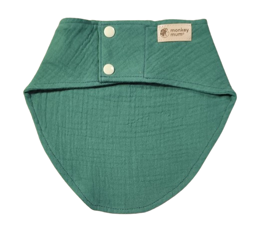 Bavetă din muselină Monkey Mum® - Verde închis