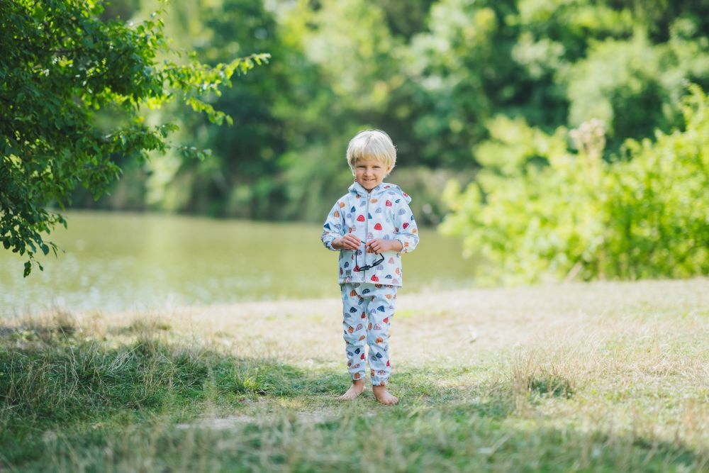 Geacă softshell pentru copii cu membrană Monkey Mum® - Bureți otrăvitori multicolori