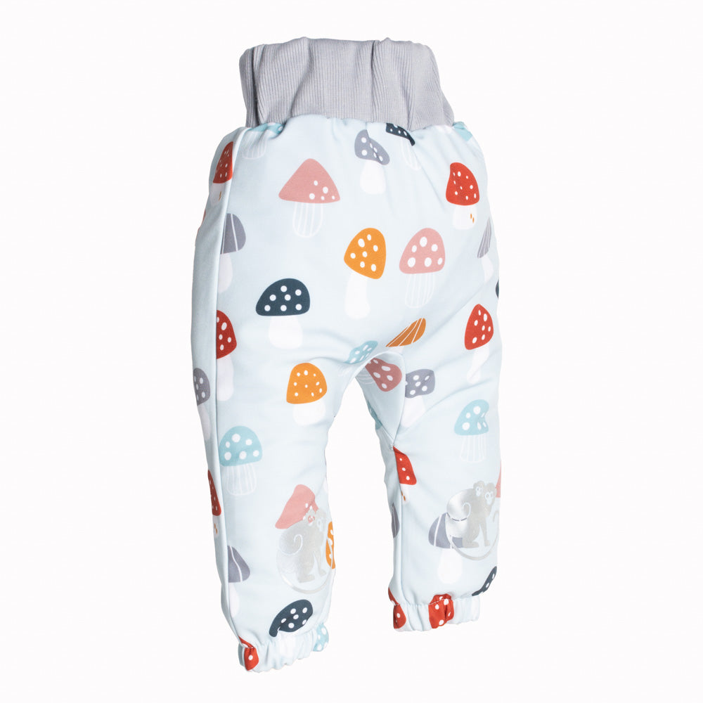 Pantaloni pentru copii din softshell cu membrană Monkey Mum® - Ciuperci pestrițe
