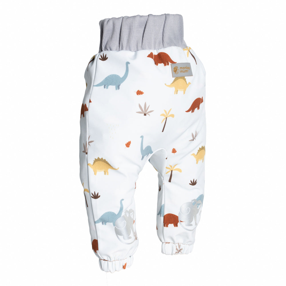 Pantaloni pentru copii din softshell cu membrană Monkey Mum® - Poveste cu dinozauri