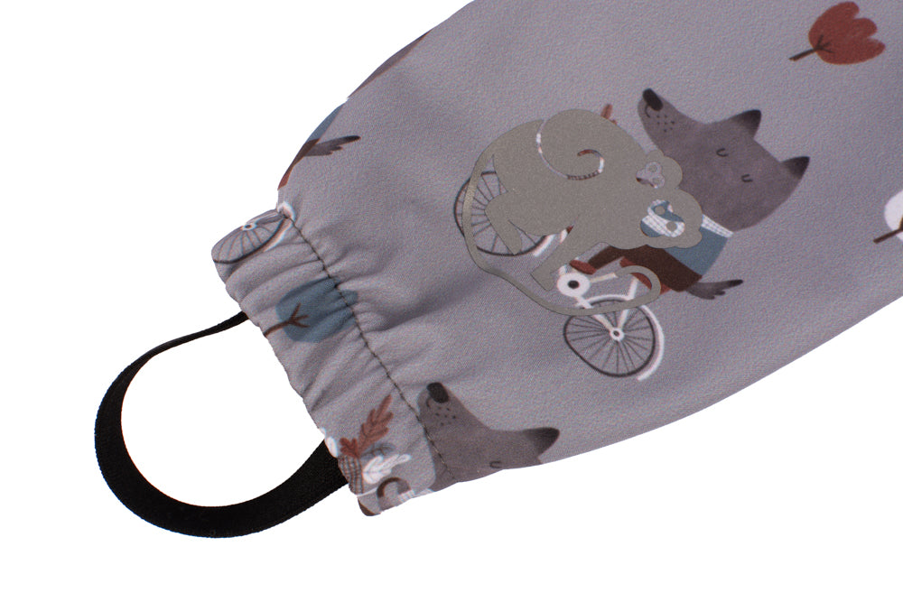 Pantaloni de copii extensibili din softshell cu membrană Monkey Mum® - Lupi pe bicicletă