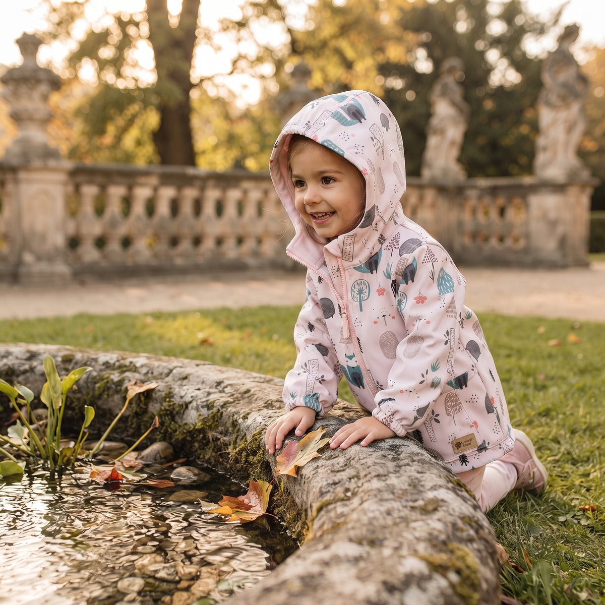 Geacă softshell pentru copii cu membrană Monkey Mum® - Animăluțe de zi