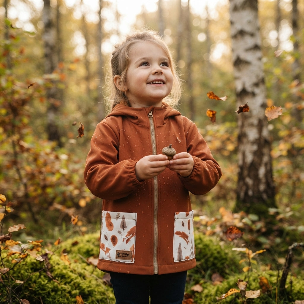 Geacă softshell pentru copii cu membrană Monkey Mum® - Frunze de toamnă