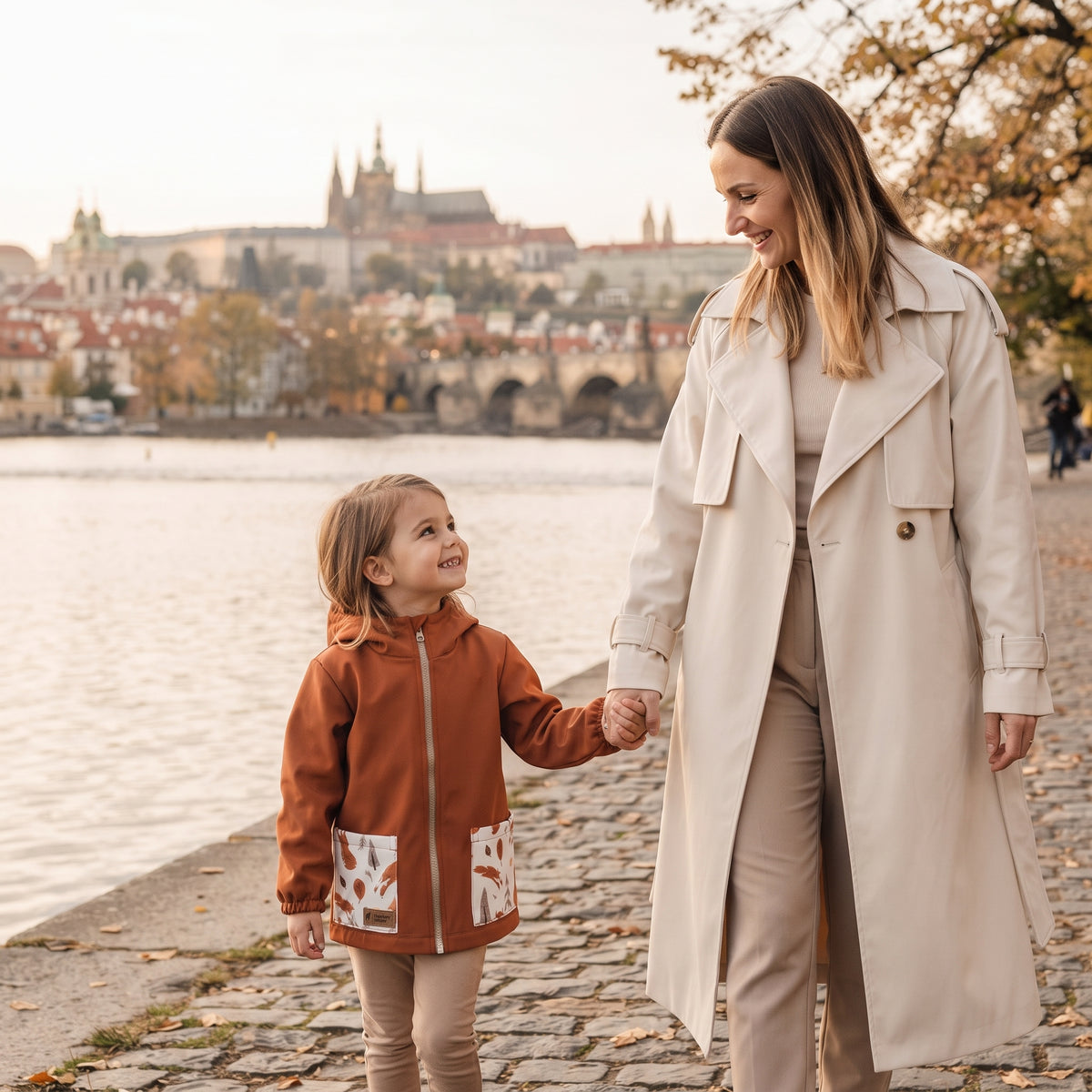 Geacă softshell pentru copii cu membrană Monkey Mum® - Frunze de toamnă