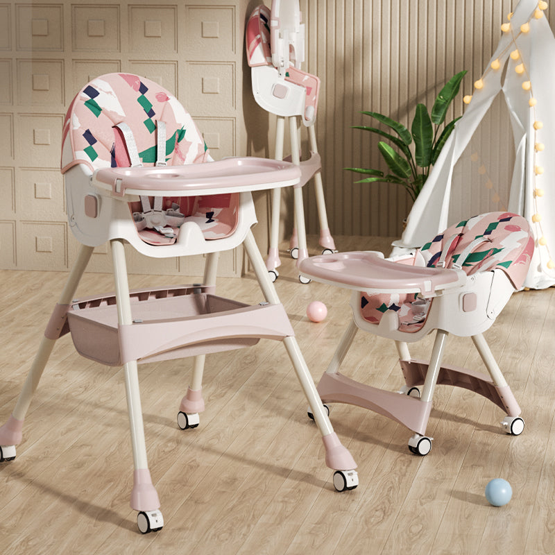 Scaun de masă pentru copii 2v1 Comfort - roz Ornament - desfăcut