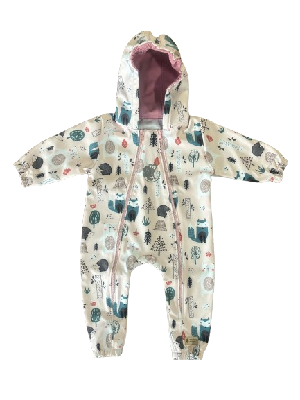Monkey Mum® combinezon softshell cu membrană – Animăluțe de zi - măr. 62/68, 74/80