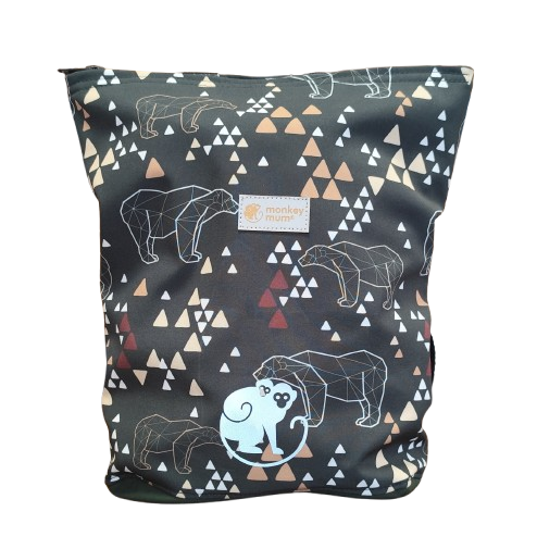 Rucsac softshell pentru copii Monkey Mum®  - Urs origami - Verde închis