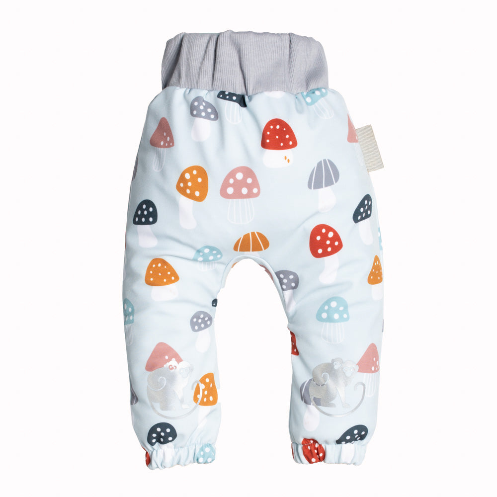 Pantaloni pentru copii din softshell cu membrană Monkey Mum® - Ciuperci pestrițe