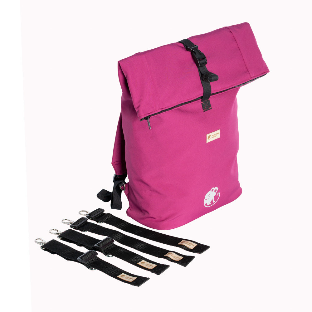 Monkey Mum® Rucsac integrat din softshell pentru port-bebe Carrie - Zmeură zemoasă